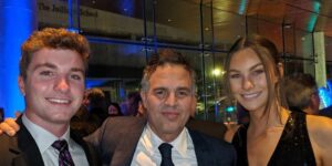 Son Tony and his girlfriend meet actor Mark Ruffalo, center.